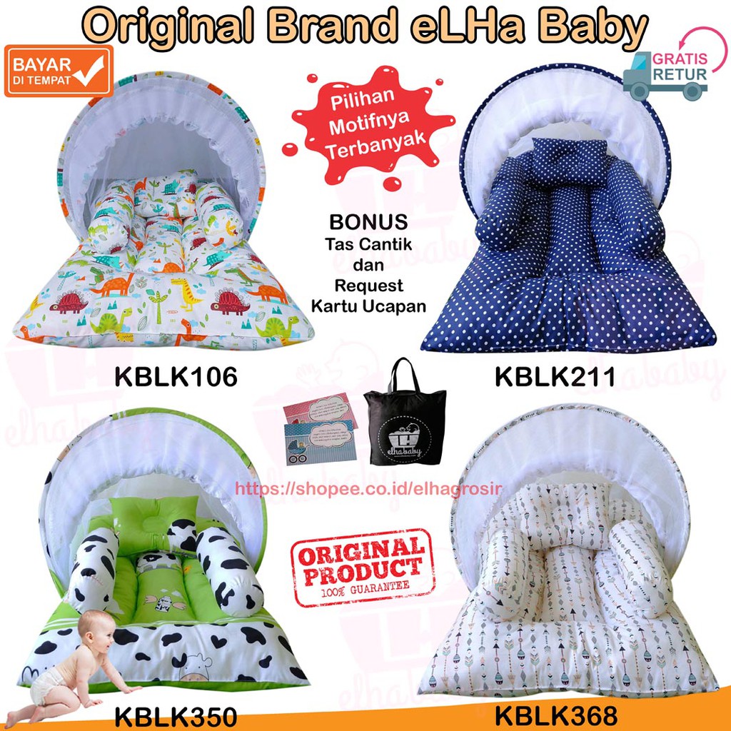 Kasur Bayi Kelambu eLHa Terlaris | Perlengkapan Tempat Tidur Bayi Baru Lahir Babyshop Kado Baby Gift