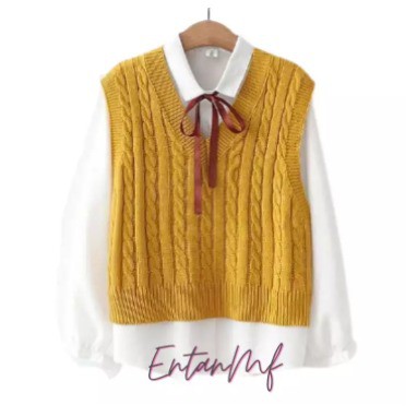 KALILA - CABLE KNIT VEST Atasan Rajut Halus Wanita Dewasa | Atasan Rajut Wanita