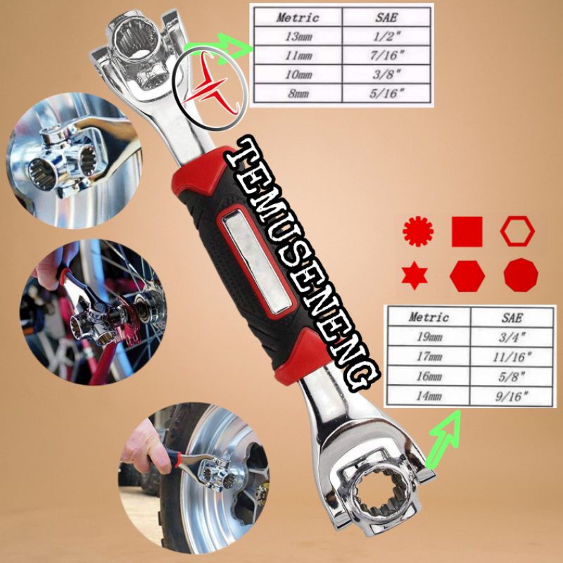 48 In 1 8-24Mm Kunci Set Ring Pas Shock Kunci Universal Tiger Mobil Motor Sepeda Bengkel Alat Rumah