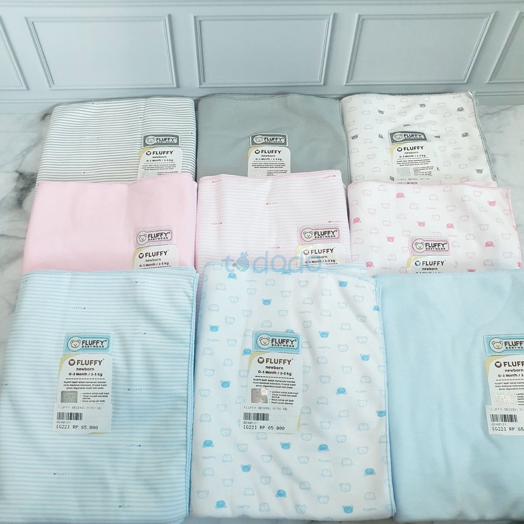 Bedong Bayi FLUFFY Perlengkapan Bayi Baru Lahir isi 1pcs