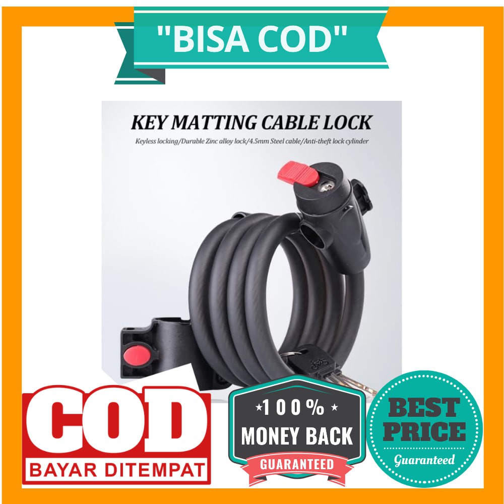 BISA COD TaffGUARD Gembok Sepeda Kabel 1.2m - QB1001-2006 - Black