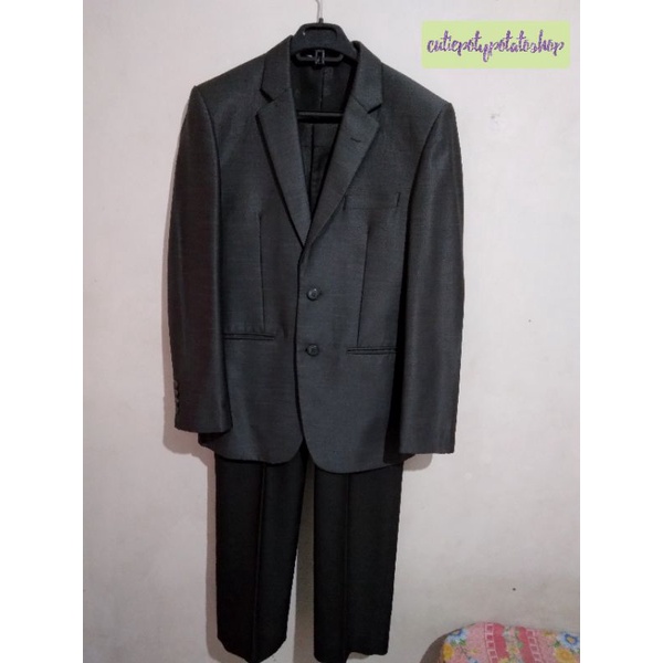 Setelan Jas Formal Pria Warna Abu-Abu