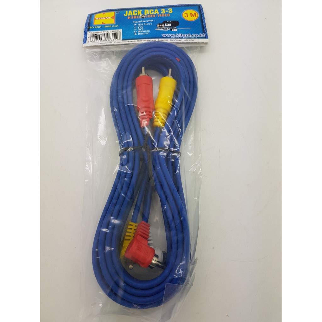 Kabel RCA 3 K 3 Male Merk KITANI ( Cable RCA ) Panjang 3m