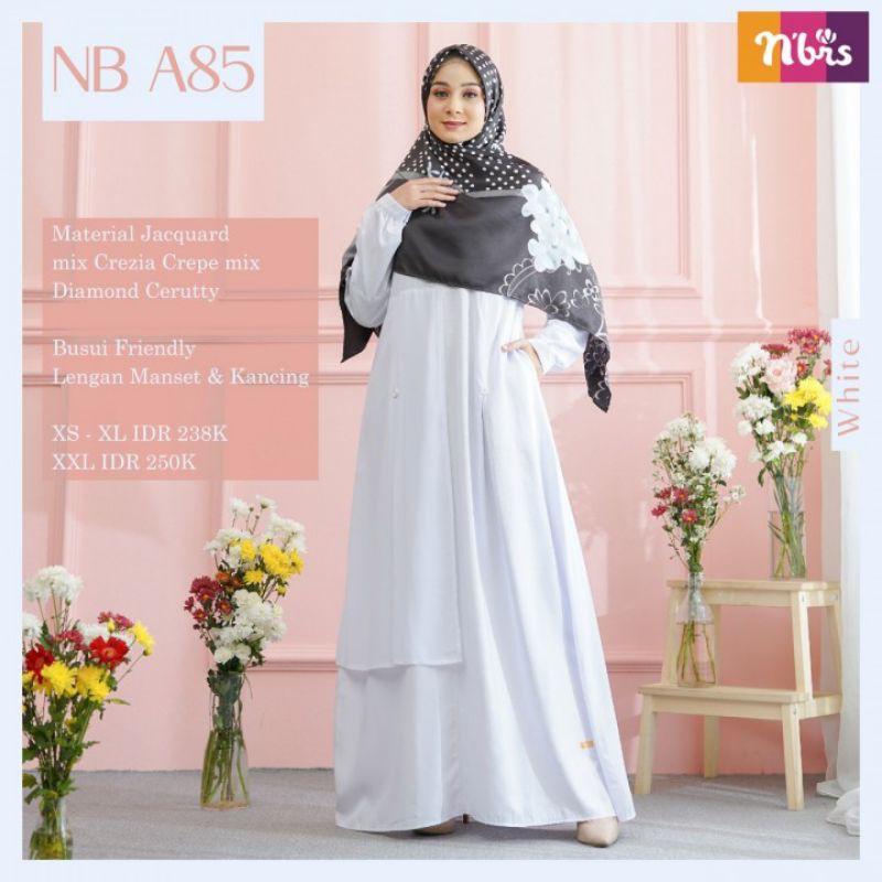 GAMIS NIBRAS NB A85/NIBRAS TERBARU 2021 PROMO ORI/DRESS GAMIS WANITA MUSLIM KEKINIAN/GAMIS PUTIH