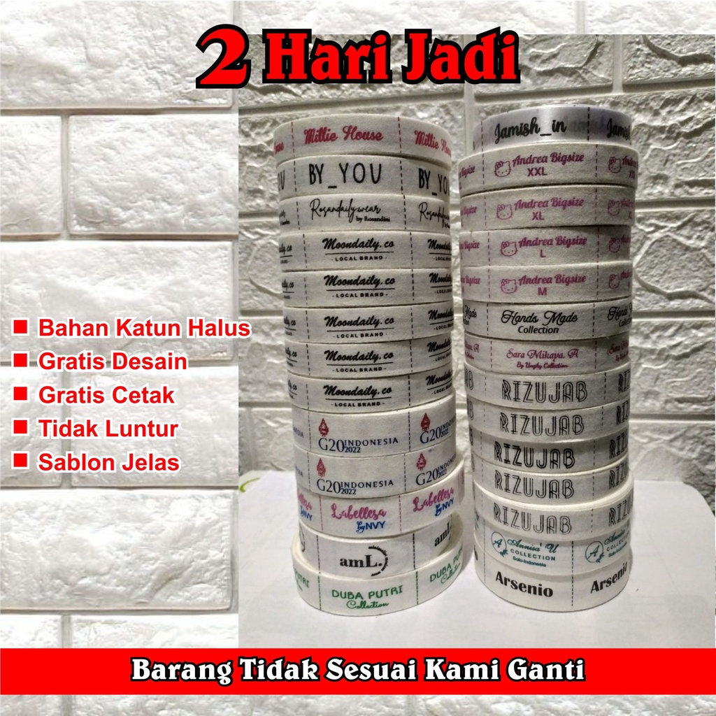 Label Katun / Label Baju / Label Pakaian / Label Satin / Label Konveksi Custom Desain