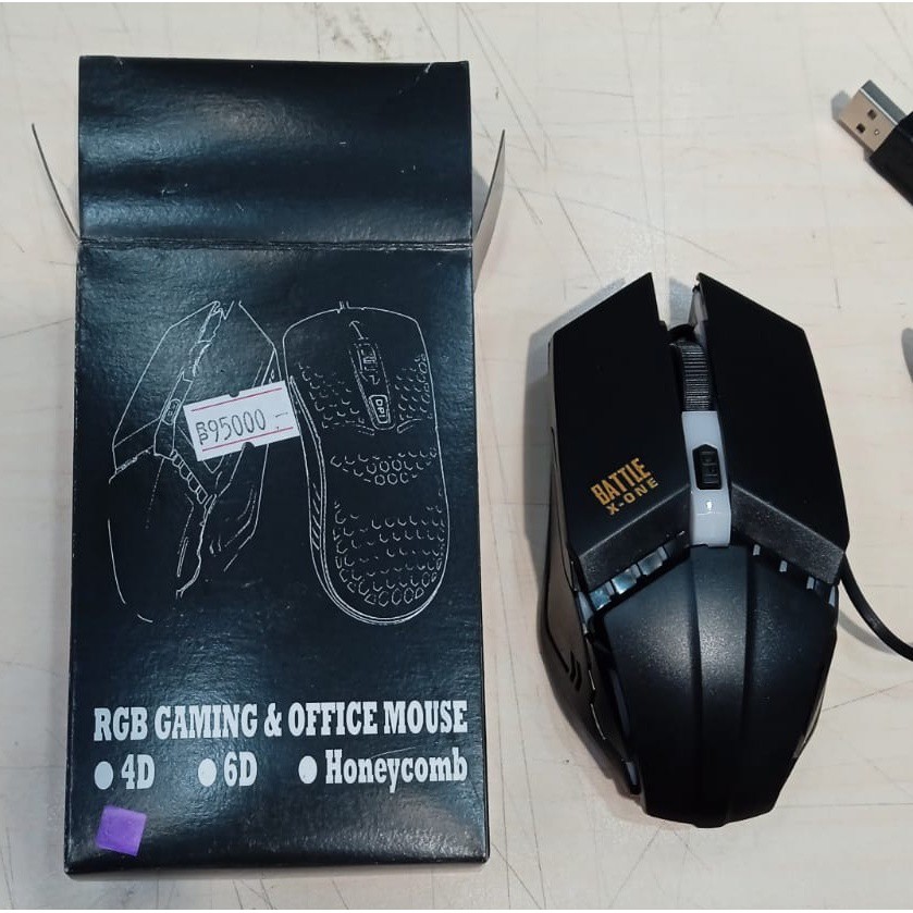 BATTLE X-ONE GM-530 RGB 4D 1600 DPi MOUSE GAMING - GARANSI 6 BULAN