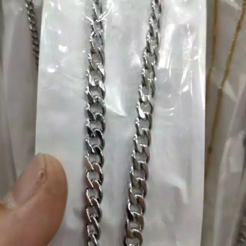 Kalung titanium asli JJ-23 uk45-60Cm 4mm anti karat