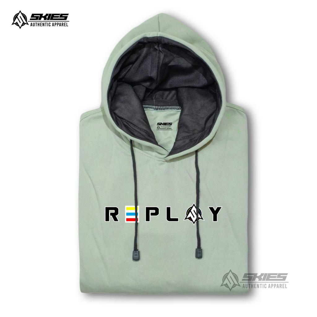 Hoodie Premium Sweater Hoodie Pria Distro REPLAY Original Tebal Size M L XL XXL Hodie Cowo High Quality Local Warna Hijau Mint Authentic Korean Style