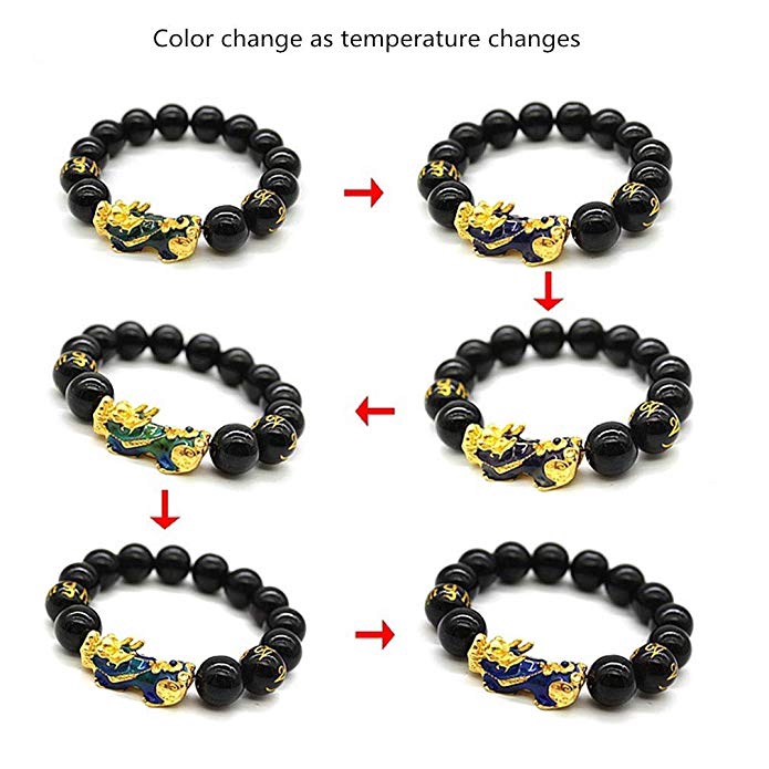 14mm Hand Carved Mantra Bead Bracelet with Color Change Pi Xiu