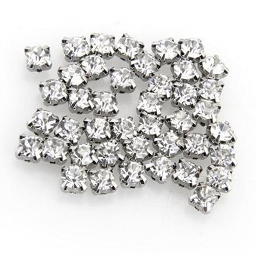 Manik Spacer Rhinestone Berkilau Lapis Perak Dekorasi Jahit Perhiasan DIY 100 Pcs