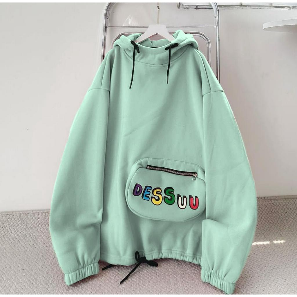 DESU SWEATER HOODIE POCKET WANITA OVERSIZE | SWEATER OUTWEAR WANITA LONGGAR KEKINIAN