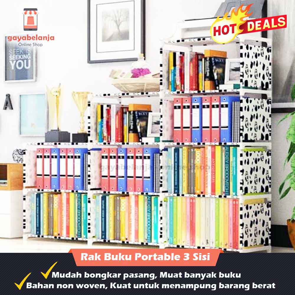  FREE ONGKIR Rak  Buku  Portable  3 Sisi Serbaguna Book 