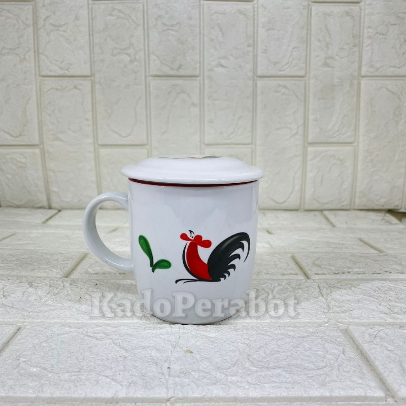 Mug Motif Ayam Jadul - Cangkir Cantik Cocok untuk Hadiah-Gelas Keramik