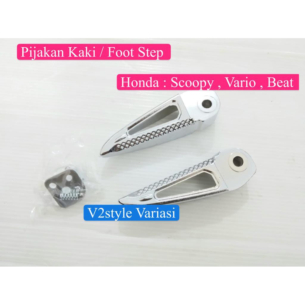 Foot Step Injakan Kaki Belakang Scoopy Beat Vario 110 125 150 Chrome Honda Universal FOOTSTEP PIJAKAN KAKI HONDA CHROME