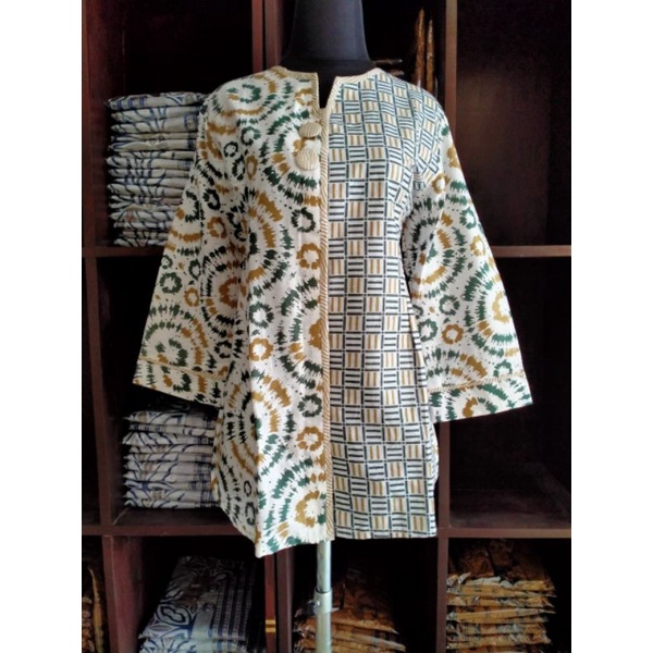 tey-17 Batik wanita ASJ SA HRB026 Kenongo Kemeja Tosca Pendek-Chibory hijau