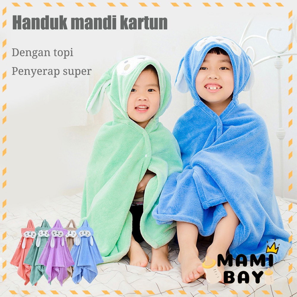 Mamibayi Handuk mandi anak penyerapan air yang kuat selimut bayi