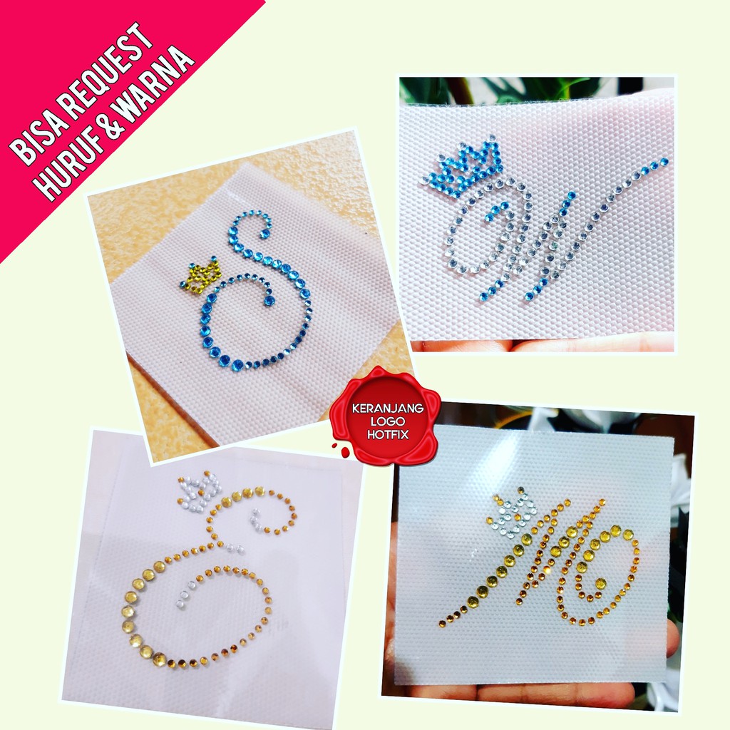 LOGO HURUF INISIAL PLUS MAHKOTA PET KHIMAR HOTFIX