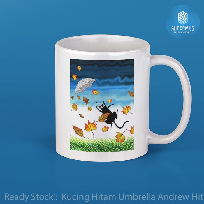 Cangkir Mug Kucing Hitam Umbrella Andrew Hitchen