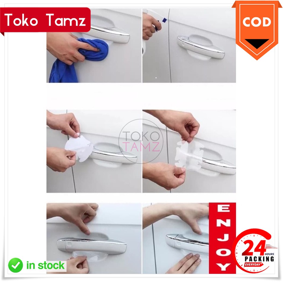 COD MAKASSAR 4 pcs Stiker Handle Mobil Anti Gores Gagang Pintu Car Door Protector Sticker Toko Tamz