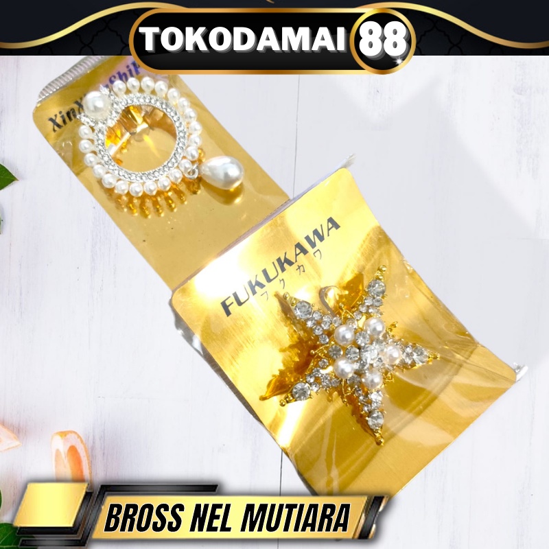 BROS nel / brooch bel mutiara import gold har