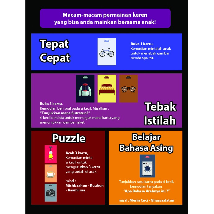 [1KG=10PCS] Konsep Flashcard Pandai Bahasa Arab / Flash Card / Mainan Edukasi Kartu Pintar Anak