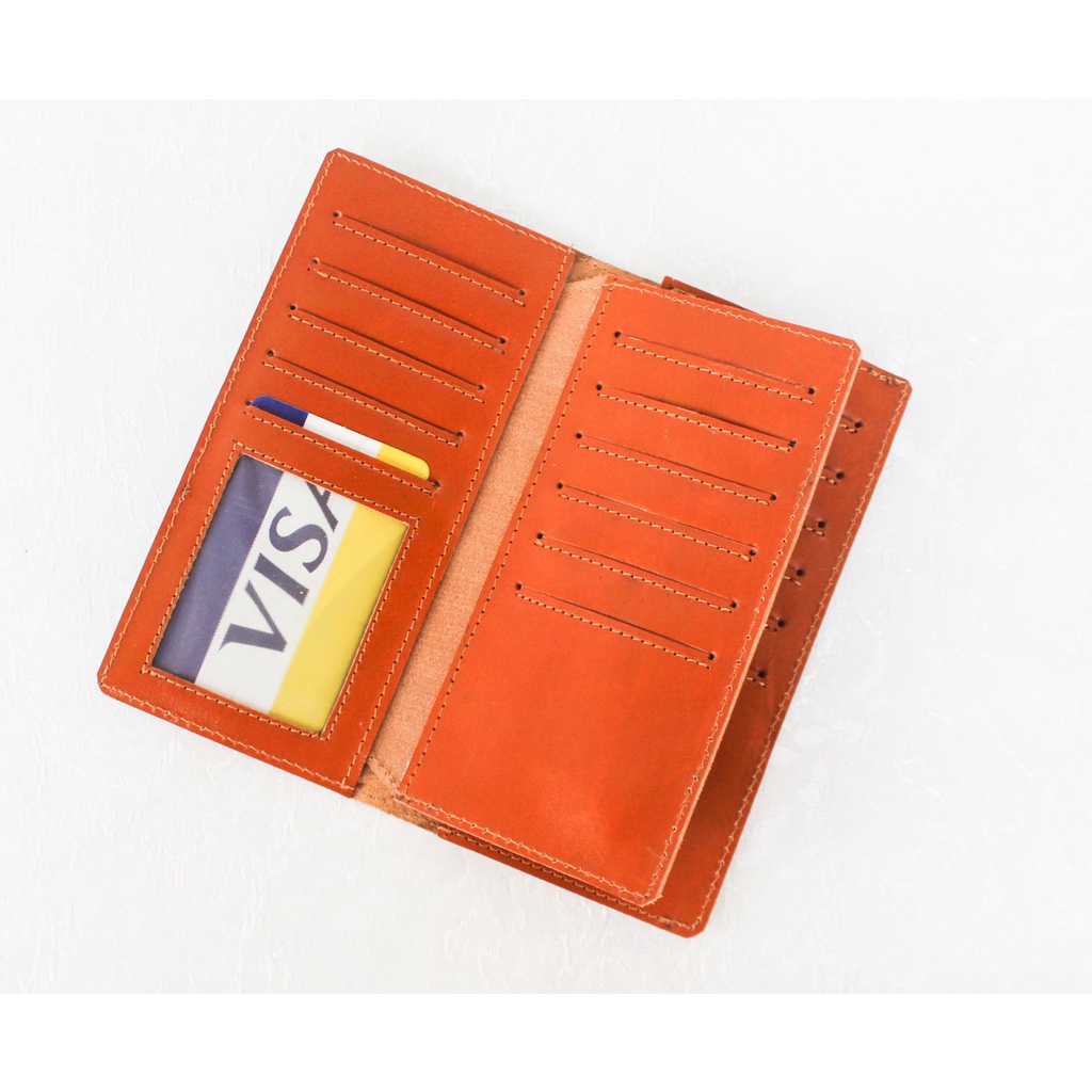 Dompet Kulit Pria Panjang Branded Original Keren Bahan 100% Kulit Sapi Asli Warna Hitam Coklat Tua Dan Tan