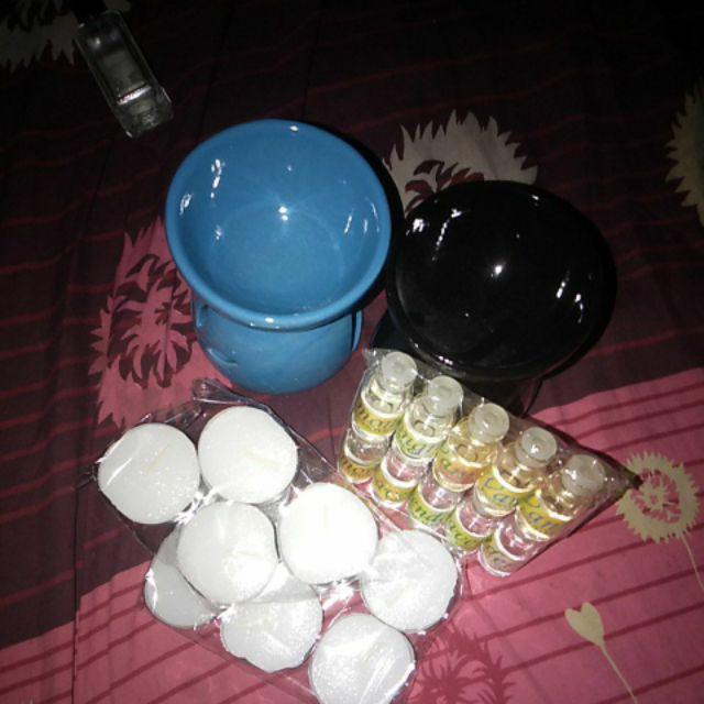 Paket 2 Tungku Aromaterapi Bentuk Sedang Mangkuk Keramik Full Glasir