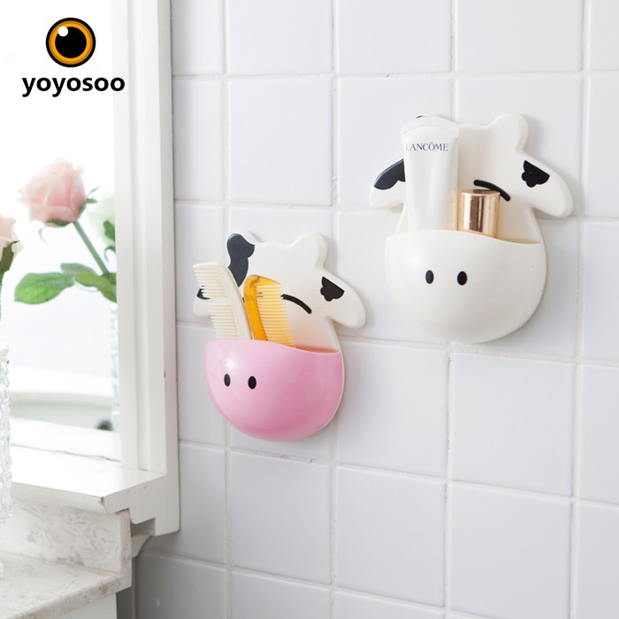CUCI GUDANG Sapi Kamar Mandi Dapur Penyimpanan Sikat Gigi Pemegang Piala Suction Hooks-yoyosoo