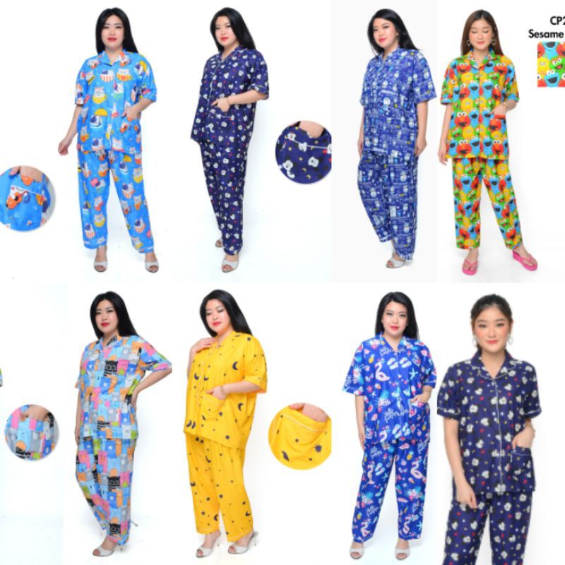Baju Tidur Piyama Dewasa LD 106 / Pakaian wanita Celana Panjang Lengan Pendek / Piyama Dewasa Katun