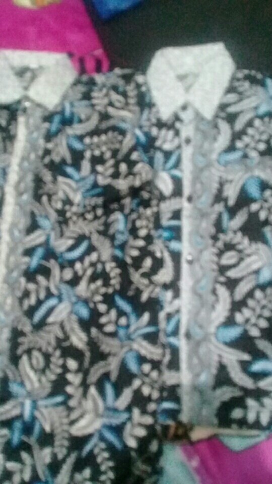 Batik Couple Keluarga Sania Ruffle Ori Ndoro Jowi Dnt Motif Blarak Biru