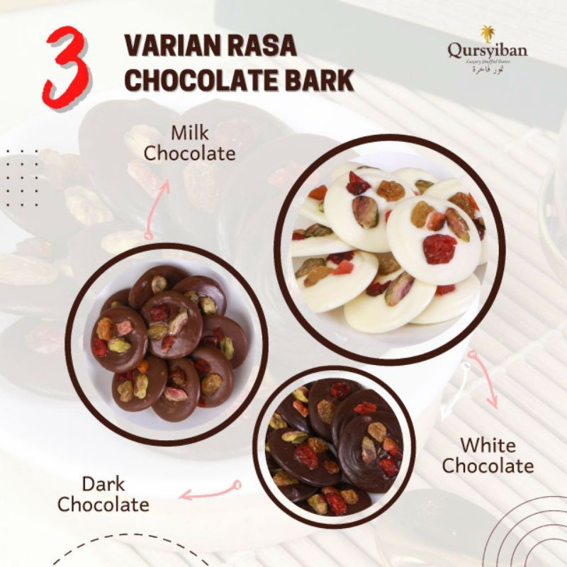 

Qurma Qursyiban Chocholate Bark Kurma Makanan Kering
