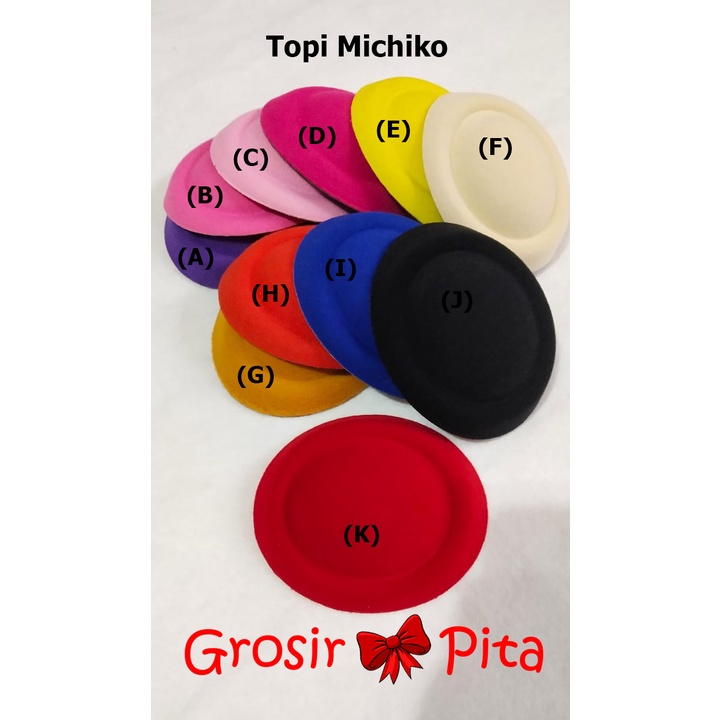 (1 pcs) Topi Michiko datar diameter 13,5 cm | Toko Bahan Craft | Grosir Pita
