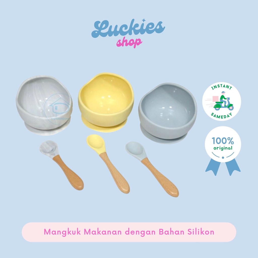 Mangkuk Makanan dengan Bahan Silikon Tahan Suhu Tinggi Silicon Suction Bowl Set Mangkok Bayi