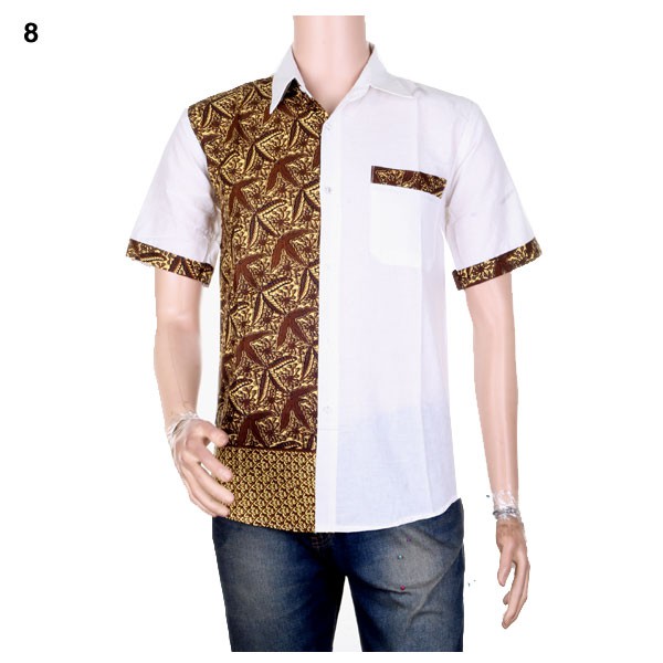 Kemeja Kerja Kemeja Batik Pria Kombinasi Sandya