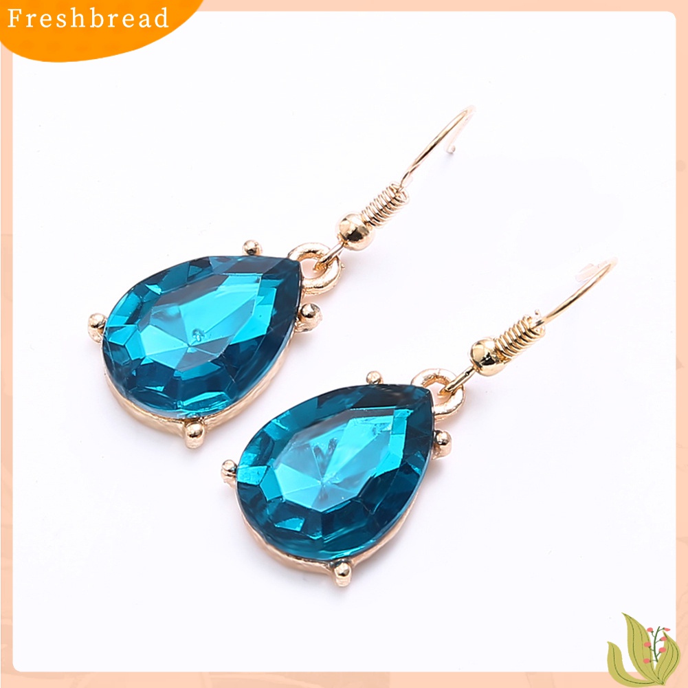 Fresh| 2pcs / Set Kalung Anting Berlian Imitasi Bentuk Tetesan Air Untuk Pengantin