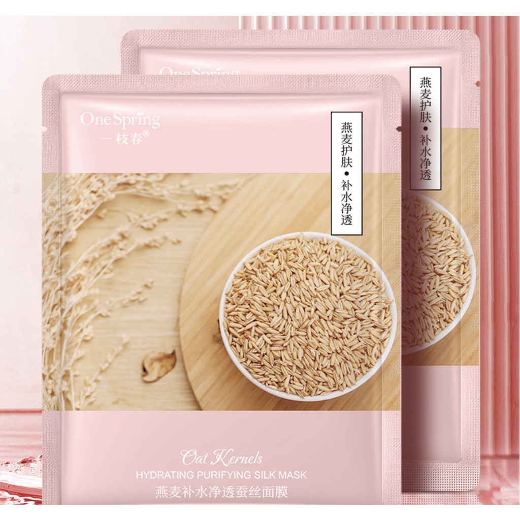 ONESPRING New Natural Sheet Mask Masker Wajah One Spring Mung Bean Soya Oat EM016