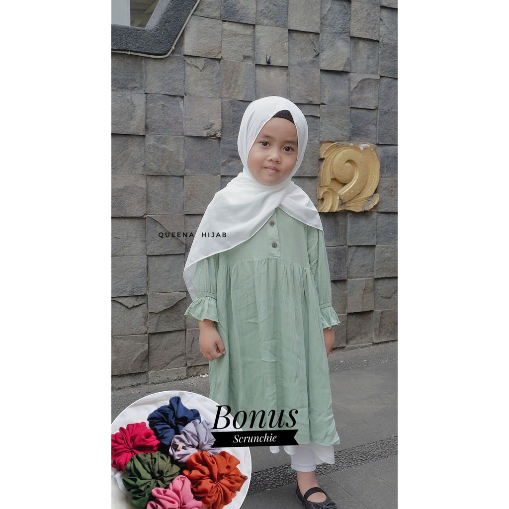 Pashmina anak karet instan CERUTY BABYDOLL PREMIUM usia 6bln - 12thn Bonus Scrunchie (Cepol rambut)