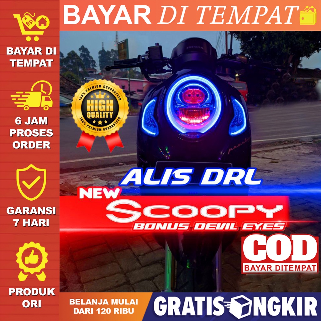 LAMPU ALIS DRL LED BONUS ALIS SEIN ALL NEW SCOOPY 2020 2021 2022 LAMPU SENJA LAMPU LED LAMPU LIS LAM