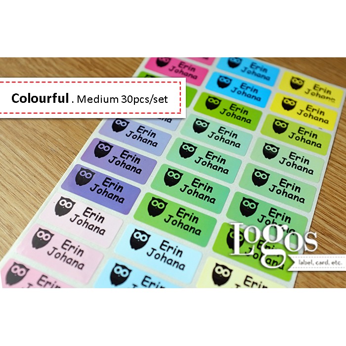 

Colourful gradasi MEDIUM Sticker Label Nama waterproof stiker nama ana