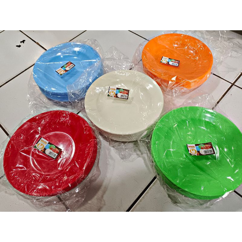 ( 1 Lusin = 12pcs ) Piring Plastik GH Golden Hen Plastik No 9 / Piring Plastik Aman dan Tebal / Plastic Soup Plate Easy to Clean