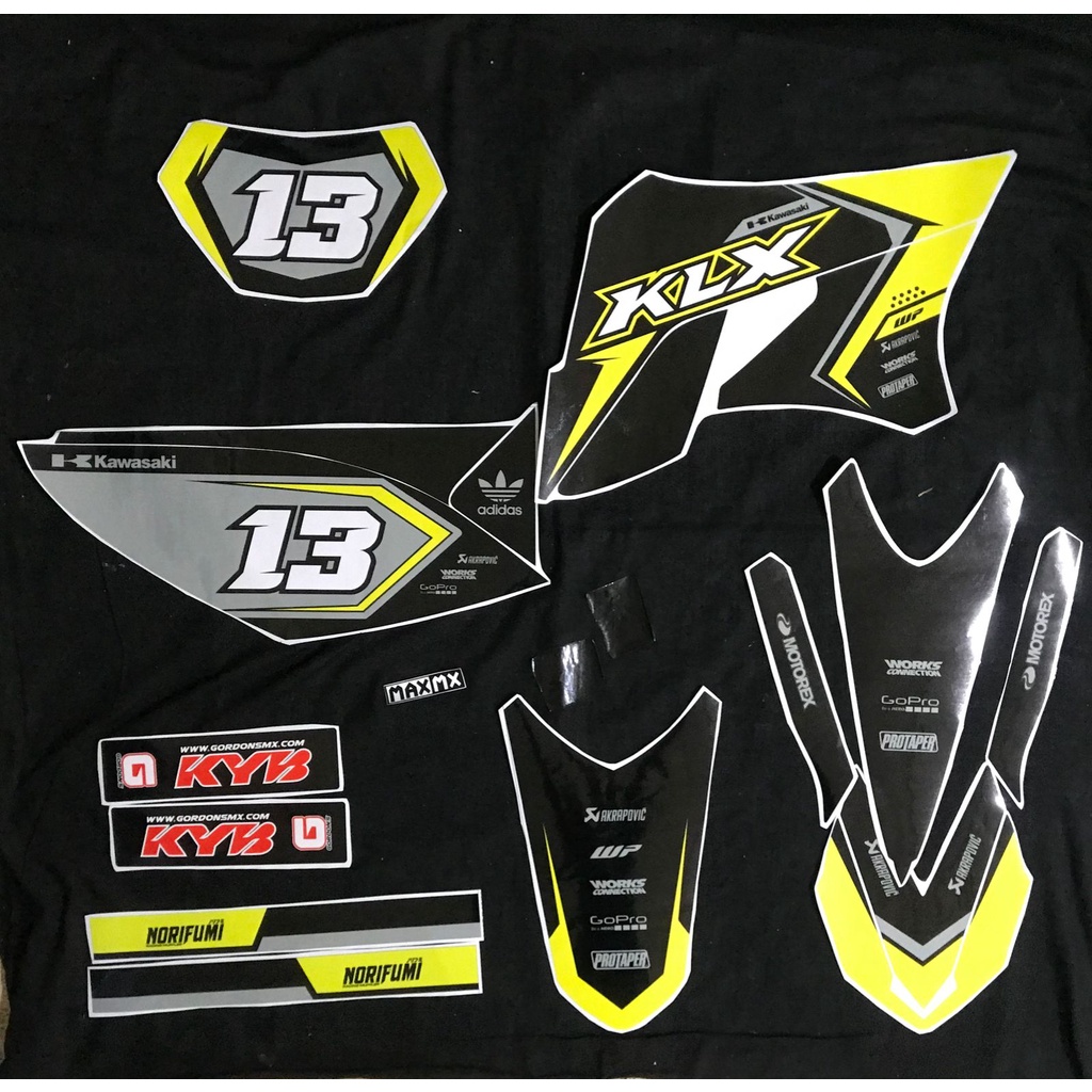 Decal klx 150 sticker dekal stiker motor klx 150 s kuning hitam