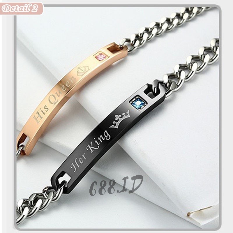 [688.id] Gelang Fashion Pria &amp; Wanita (TIDAK CUSTOM NAMA)  Bisa Couple Her King His Queen Pasangan Bestie Murah Meriah GL 34