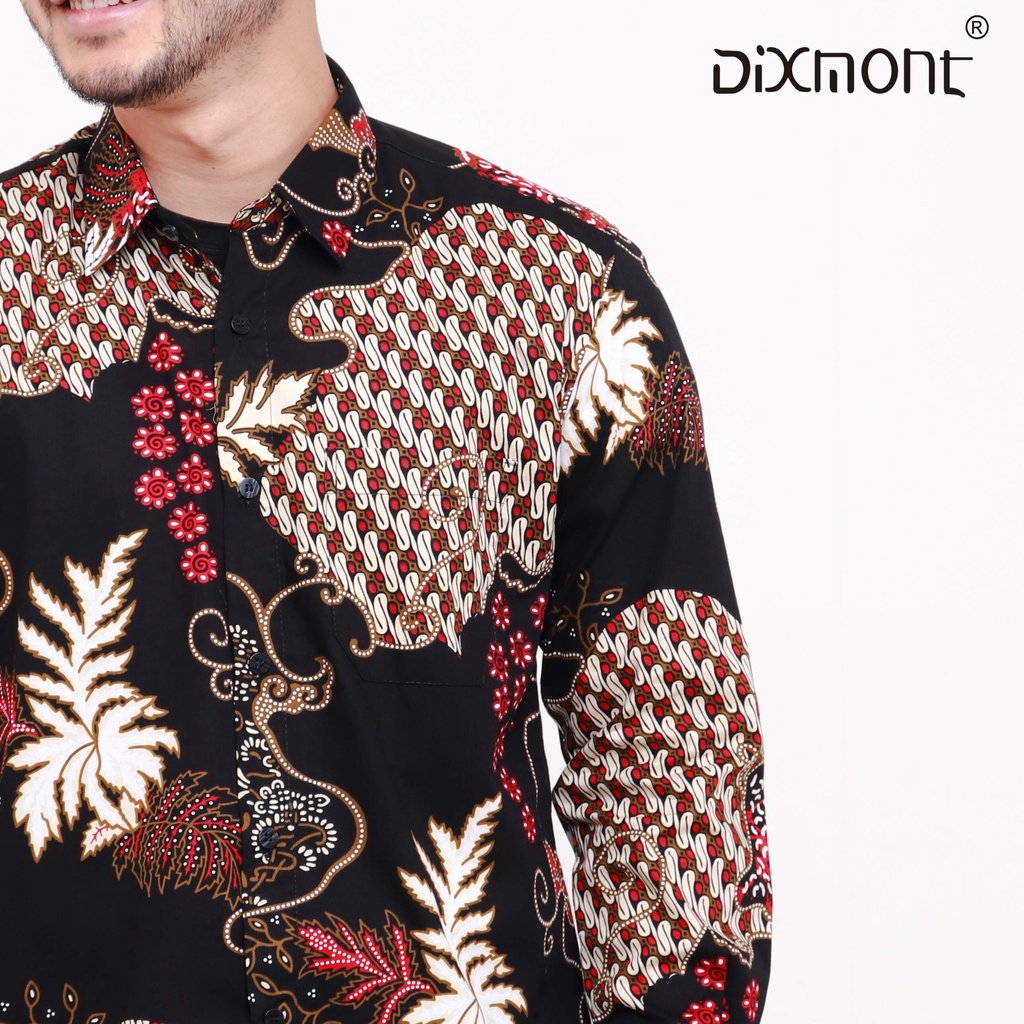 Dixmont Kemeja Batik Pria Basic Formal Lengan Panjang Hem BL01721