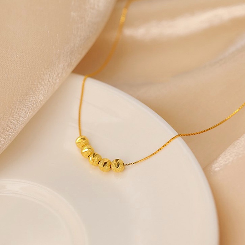 Kalung Titanium Wanita Anti Karat 18k Emas Lucky Premium simple Manik Liontin necklace