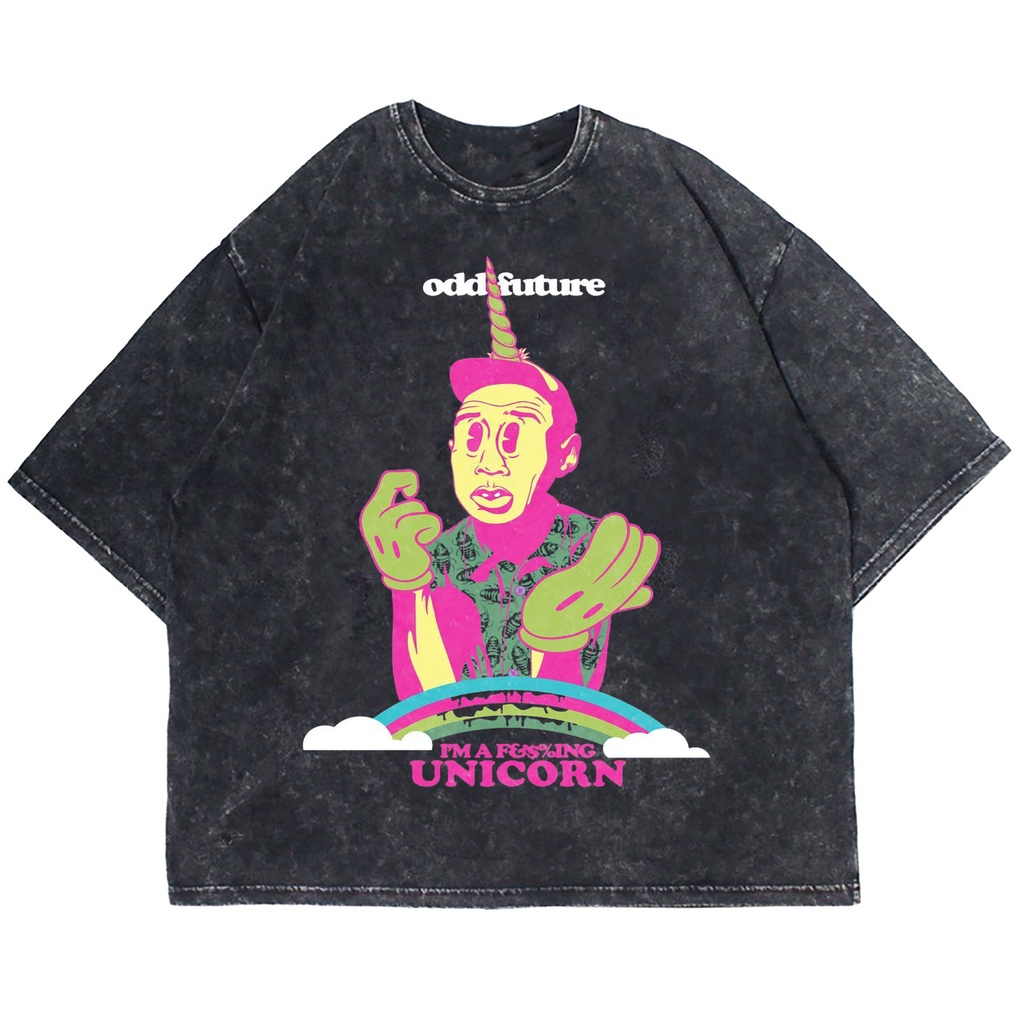 KAOS OVERSIZE ODD FUTURE UNICORN WASHING VINTAGE TEE ( WASHING T-SHIRT )
