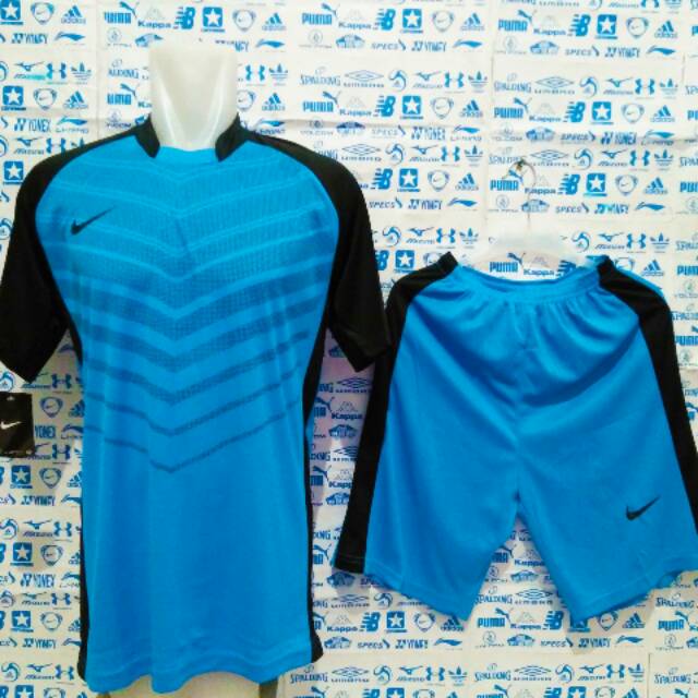 Baju Kaos Futsal Jersey Bola Setelan Futsal Nike FX Biru List Hitam