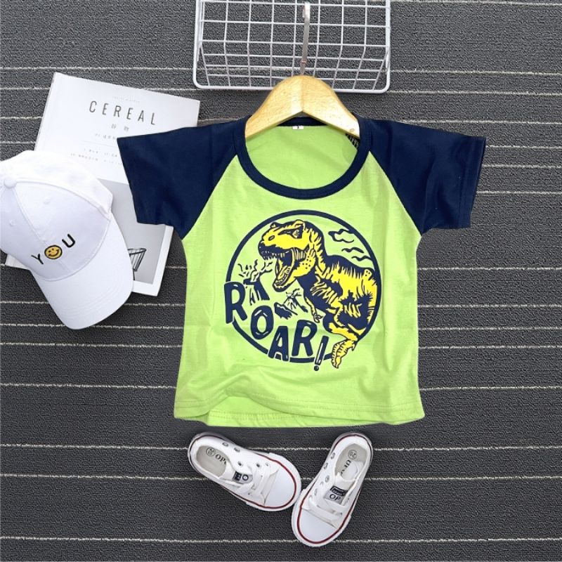 KAOS RAGLAN ANAK LAKI LAKI / KAOS ANAK PREMIUM - BAJU ATASAN ANAK COWOK 1-8 THN-T-REG HIJAU