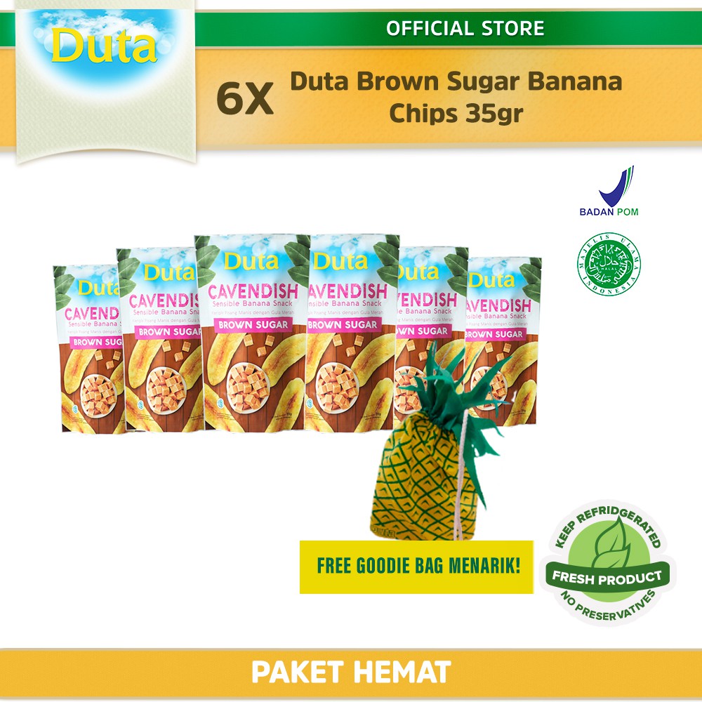 

Duta Brown Sugar Banana Chips 35gr x 6 pcs + Tas Nanas