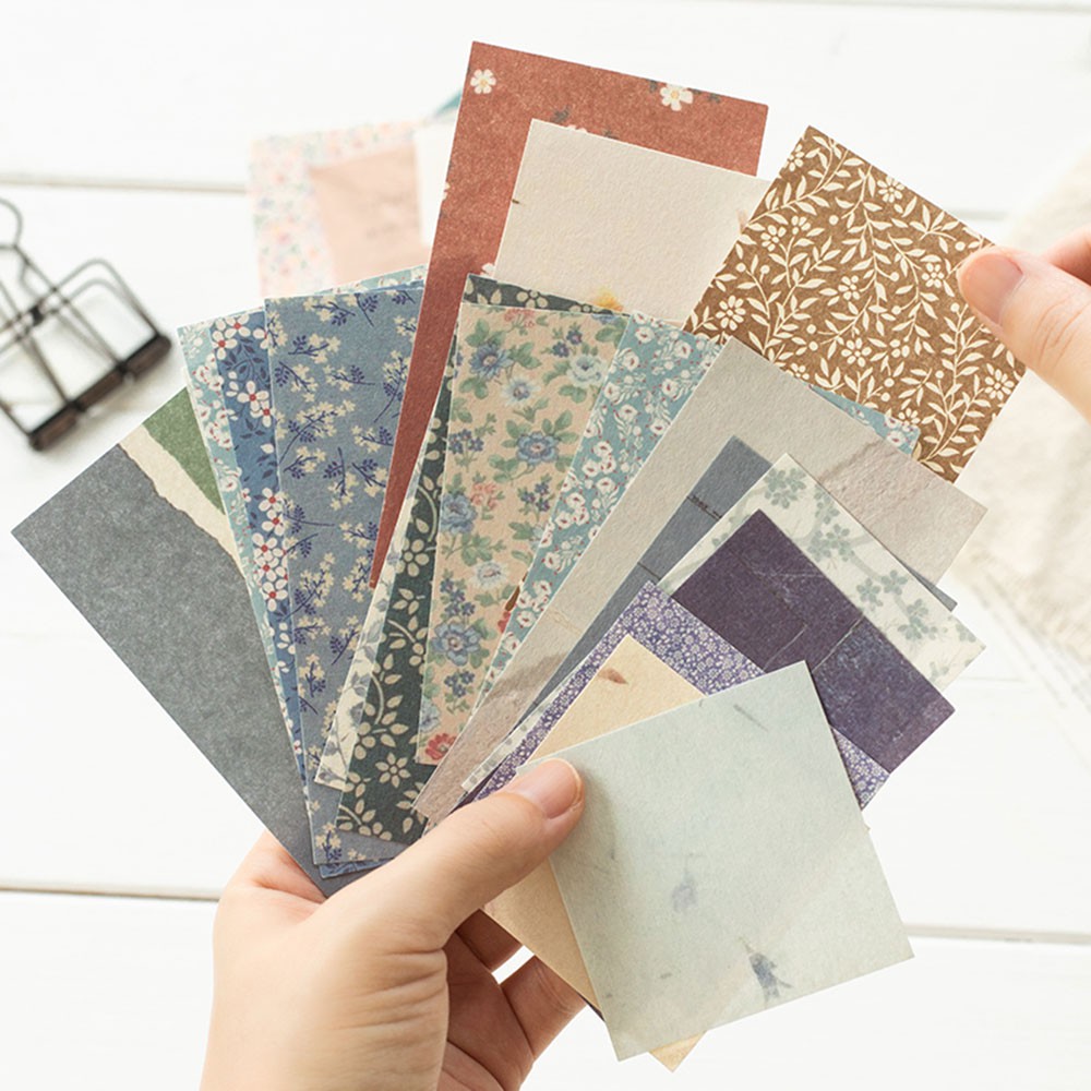 60pcs Kertas Pola Bunga Gaya Retro Untuk Membuat Scrapbook