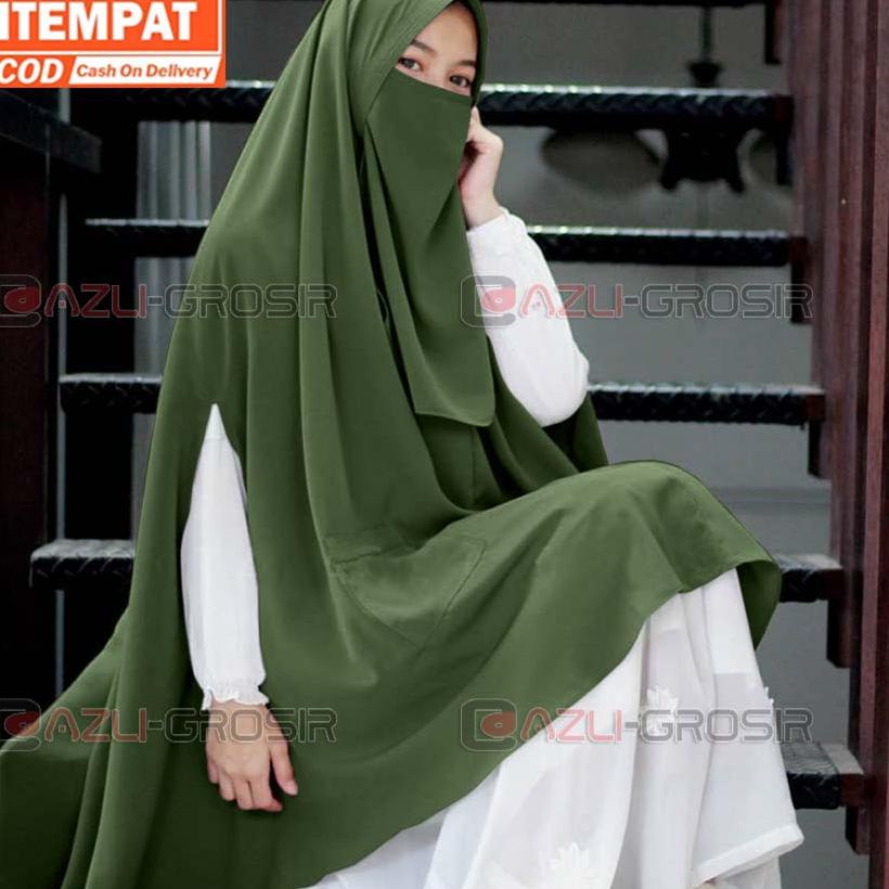 Pasti Ada (Free Cadar) Khimar Syari As Syifa Lobang Tangan / Lengan Bolong / Lubang Samping Krudung 